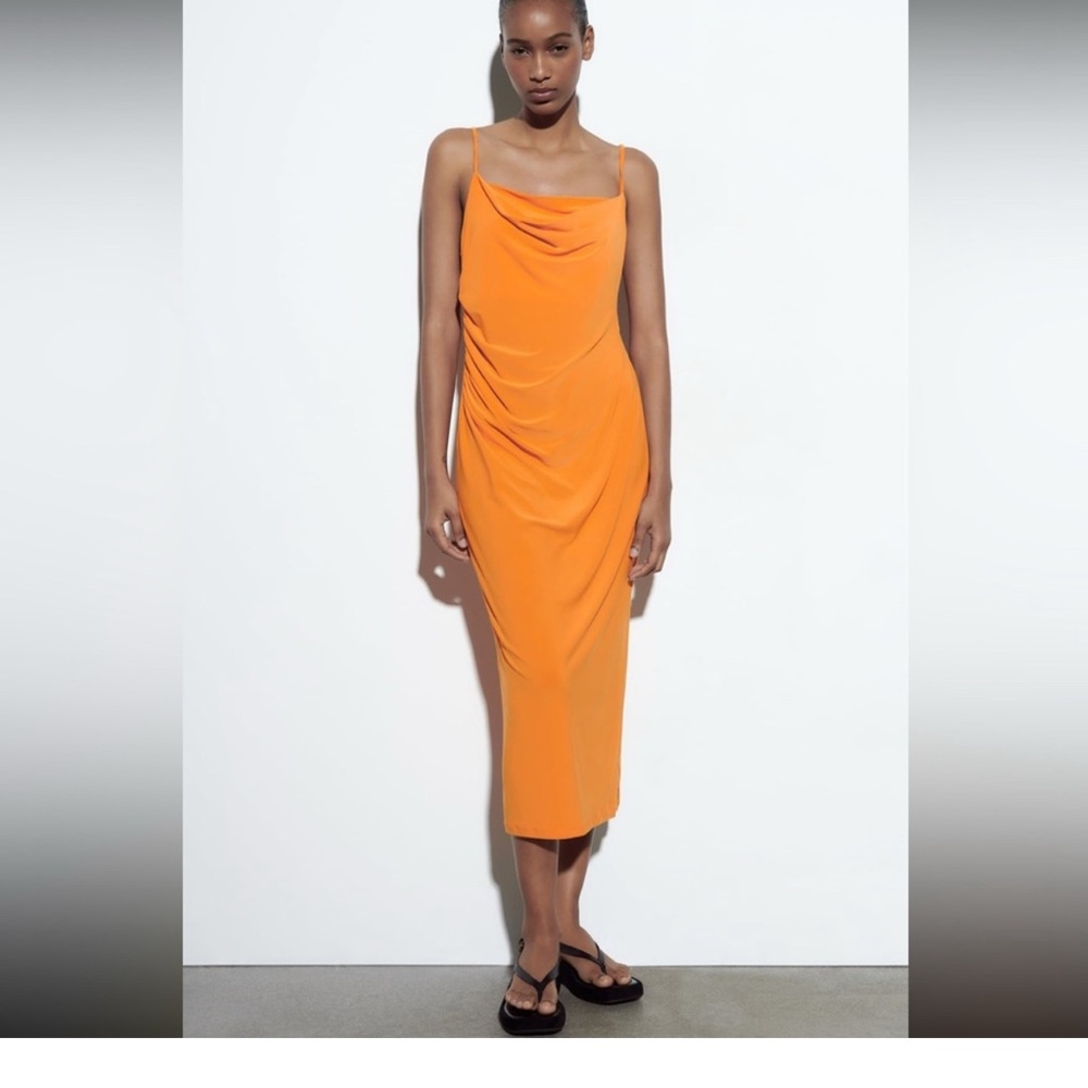Elegant Orange Midi Dress